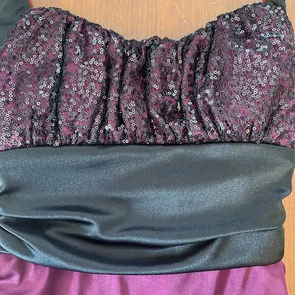 Speechless Sequin Medium Mini Dress Purple Black Made in USA Wear Underarms - Picture 3 of 11
